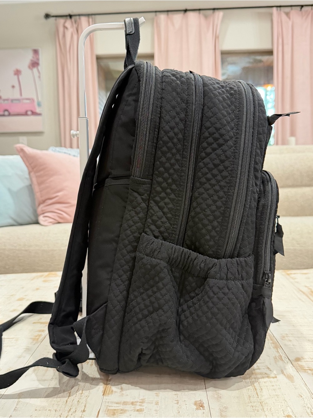 Vera Bradley Black Quilted Backpack with Wallet and Card Case - Picture 4 of 13
